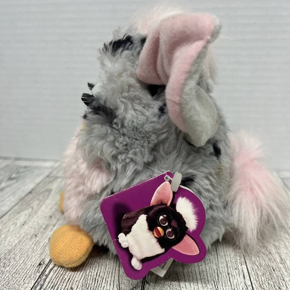 1998 Tiger Electronics Furby Grey Pink Leopard Spots TESTED WORKING w/ Hang Tag